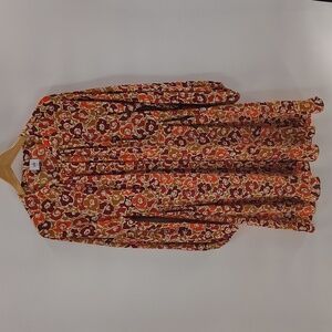 Cabi 4238 Daydream Floral Dress Size Medium Orange Fall Colors Balloon Sleeves